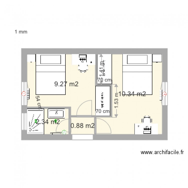 Extension mur ch décalé. Plan de 0 pièce et 0 m2