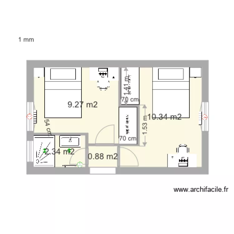 Extension mur ch d&eacute;cal&eacute;. Plan de 