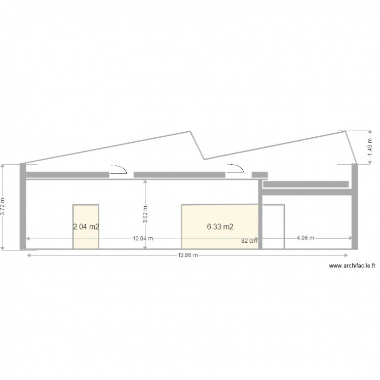 Coupe modification plafond ouvertures. Plan de 0 pièce et 0 m2