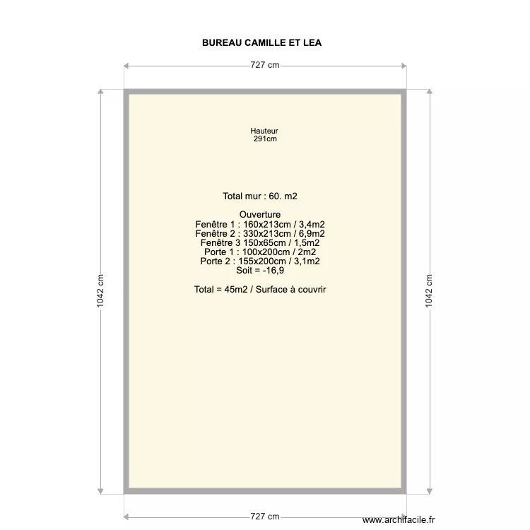 Bureau Camille et L&eacute;a - Suface peinture. Plan de 