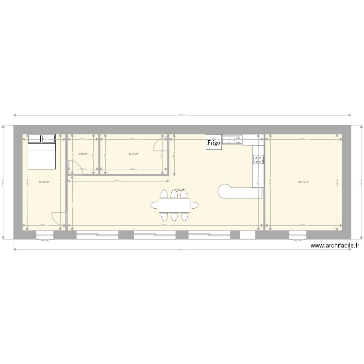 100 m2 en longeur. Plan de 0 pièce et 0 m2