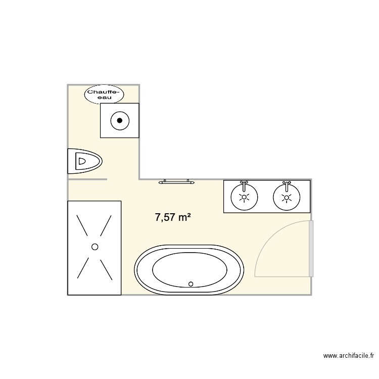 SDB 2. Plan de 1 pièce et 8 m2