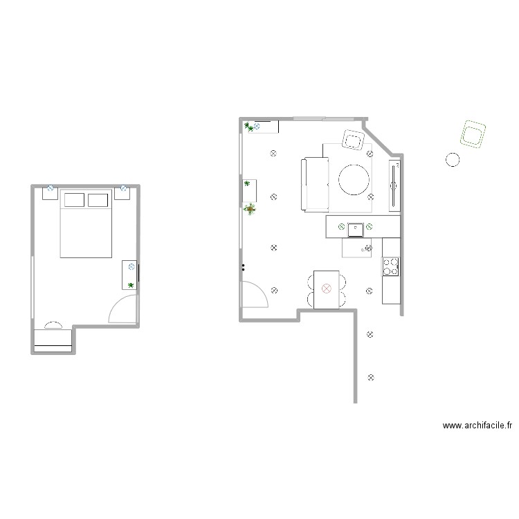 Aude 2. Plan de 1 pièce et 14 m2