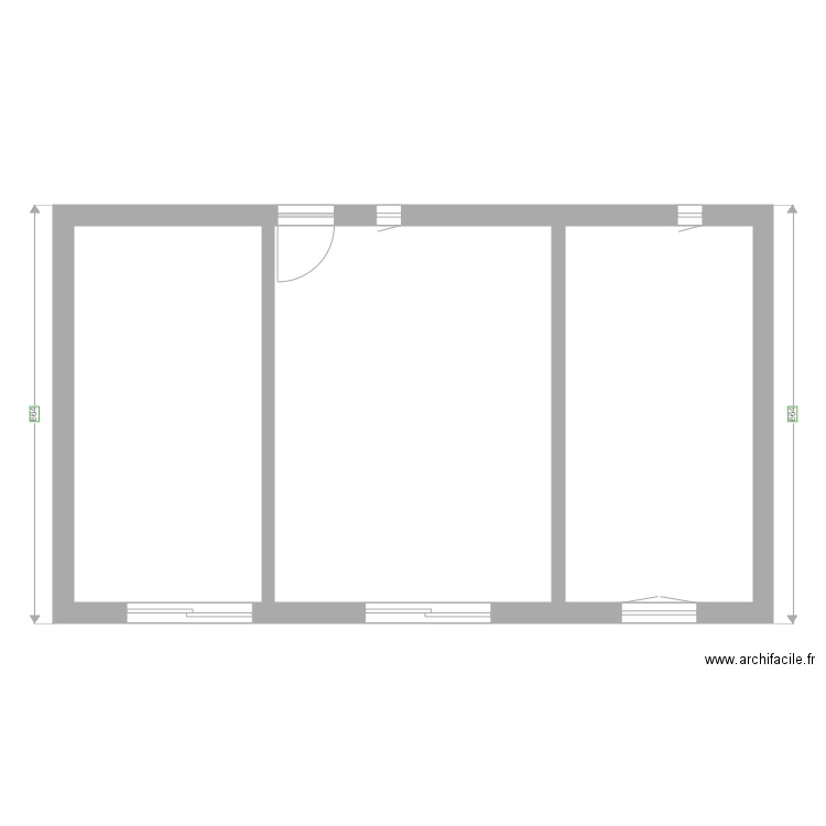 Clément rdc cloisons. Plan de 3 pièces et 62 m2