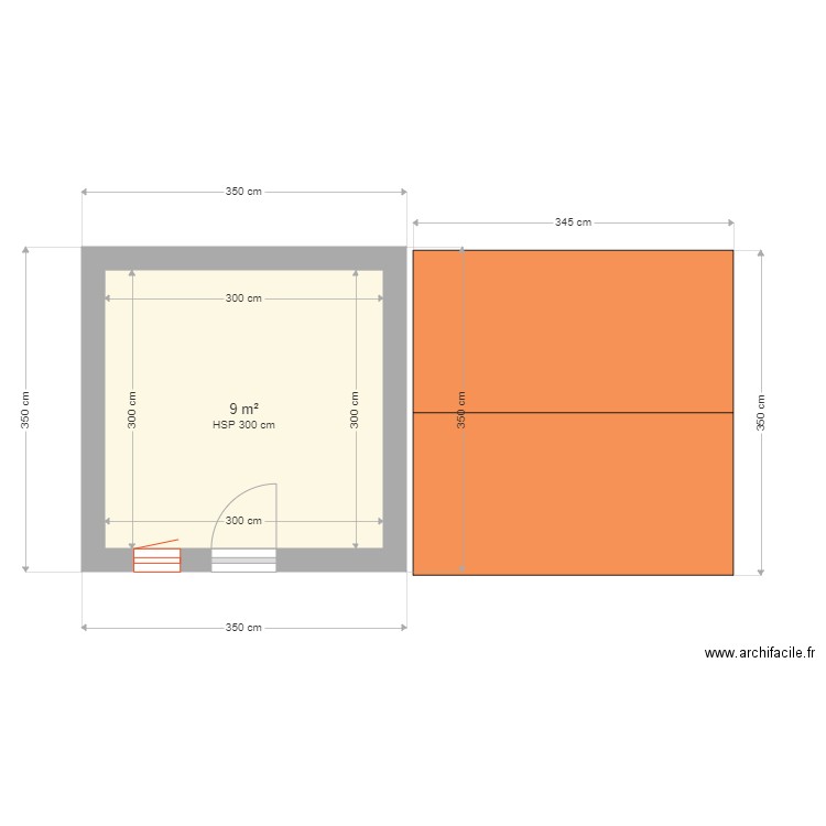 cabane de jardin avec toiture. Plan de 1 pièce et 9 m2