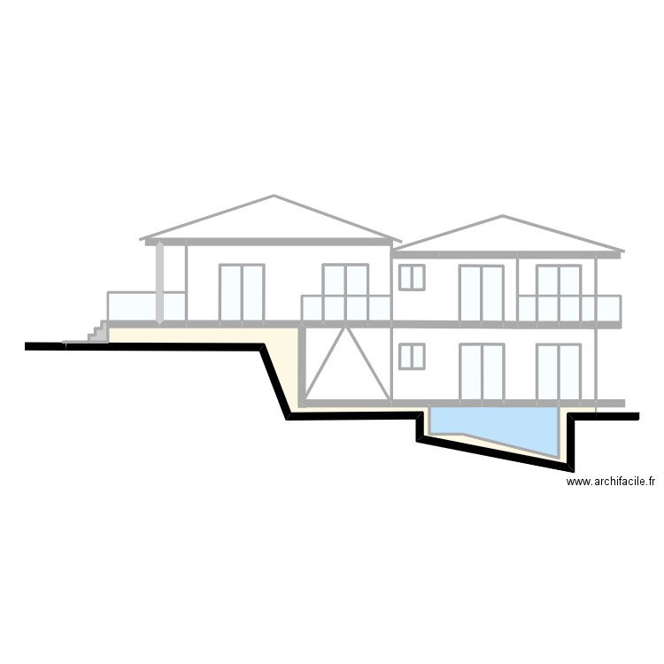 côté gauche. Plan de 38 pièces et 97 m2