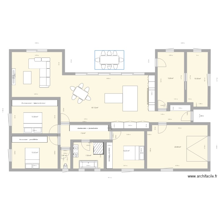 plan. Plan de 10 pièces et 169 m2