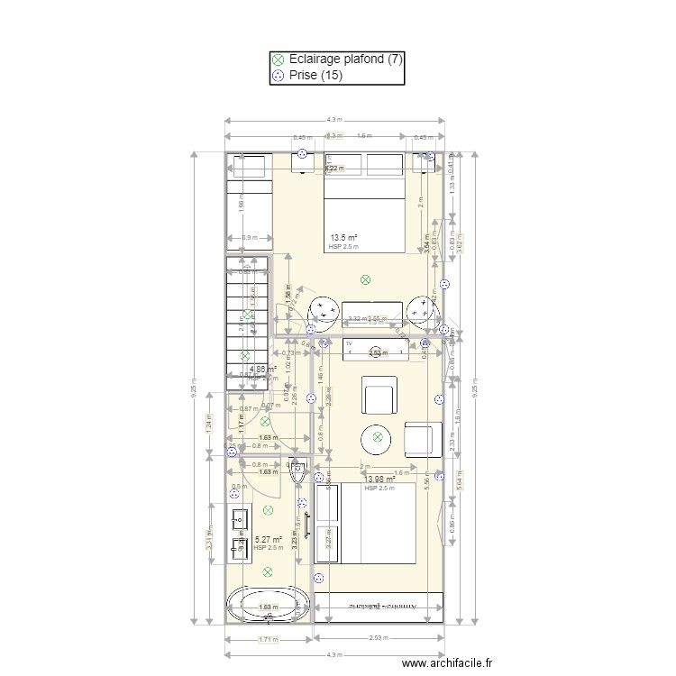 1 ER ETAGE CHAMBRE CARO . Plan de 0 pièce et 0 m2