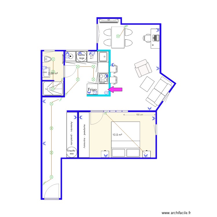 Studio Moncey 4 elec. Plan de 0 pièce et 0 m2