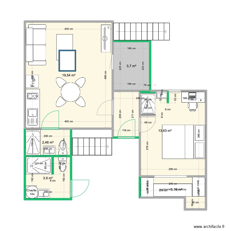 CUGNAUX T2 PROPOSITION. Plan de 6 pièces et 47 m2