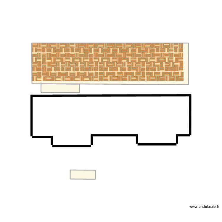 terrasse. Plan de 3 pièces et 7 m2