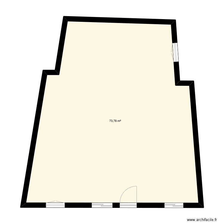 dépendance. Plan de 1 pièce et 74 m2