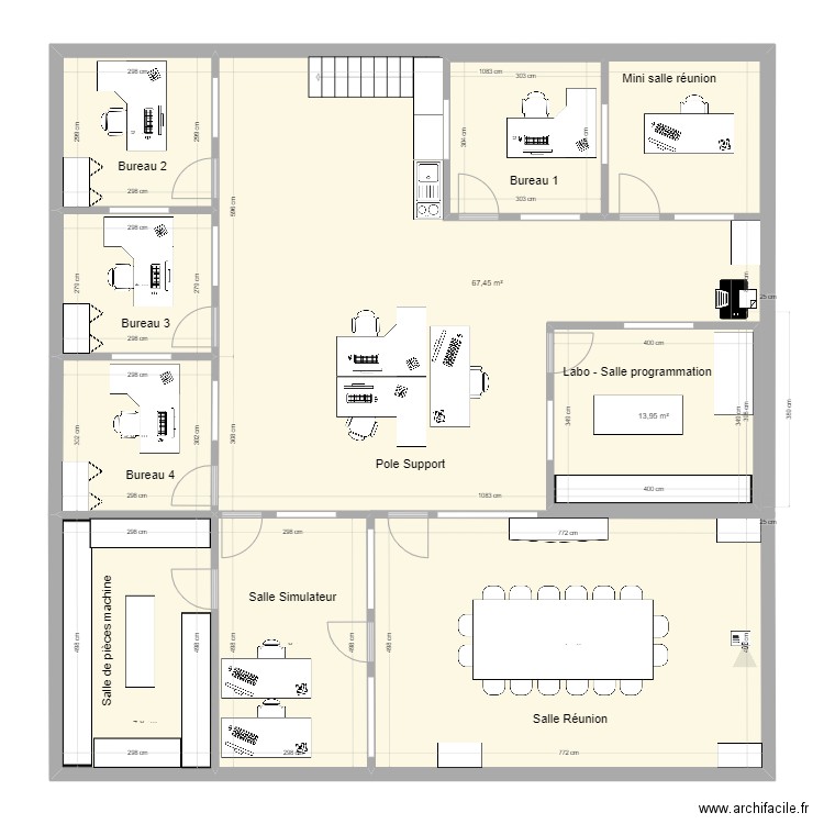 Bureau Colombe 2. Plan de 9 pièces et 214 m2
