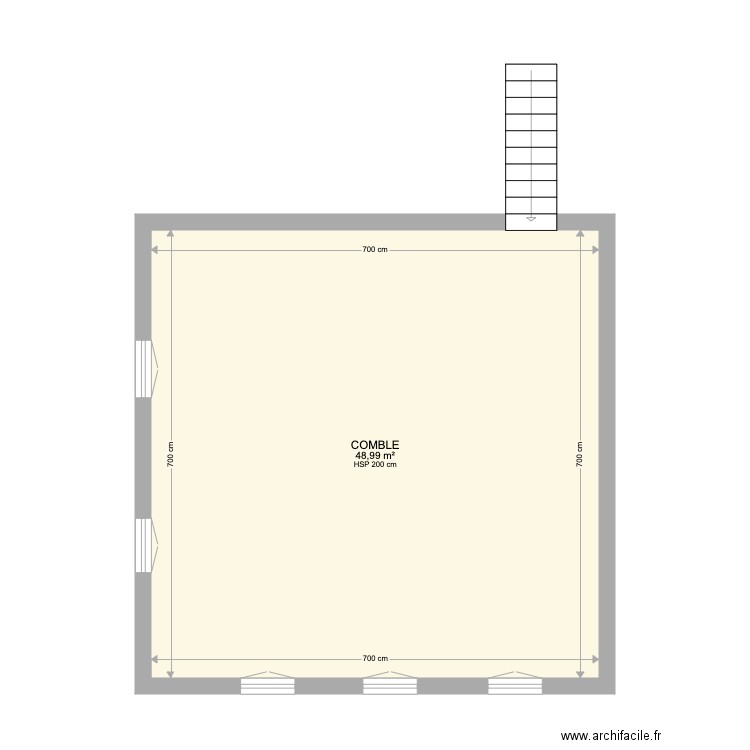 COMBLE IDR BBZ. Plan de 1 pièce et 49 m2