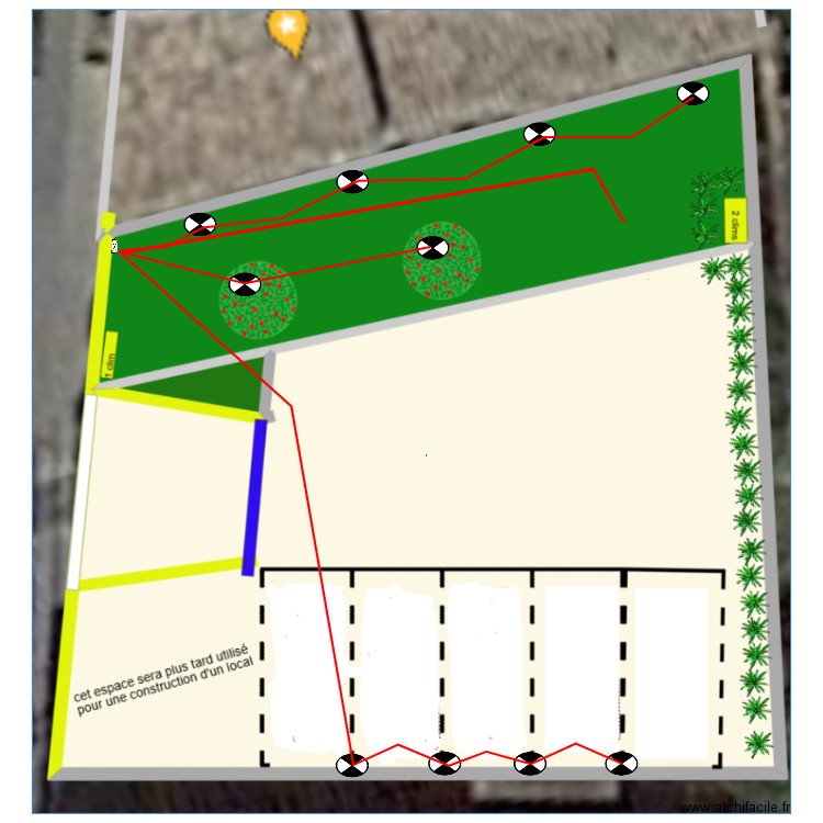 plan elec parking spot mur sud + nord + arbres + poto handicapés. Plan de 0 pièce et 0 m2