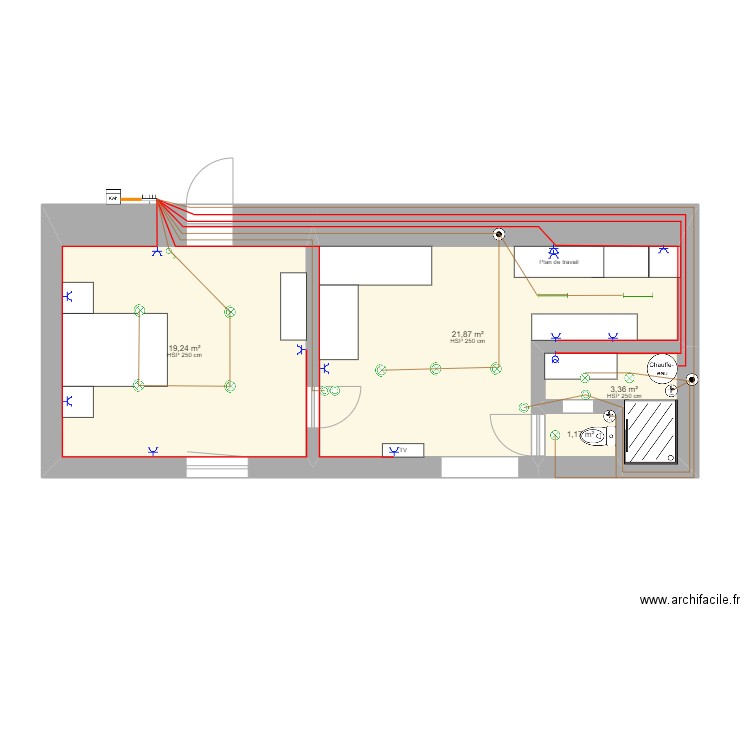 Joffrey. Plan de 4 pièces et 46 m2