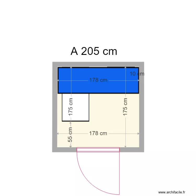 chaufferie &agrave; 205 cm. Plan de 