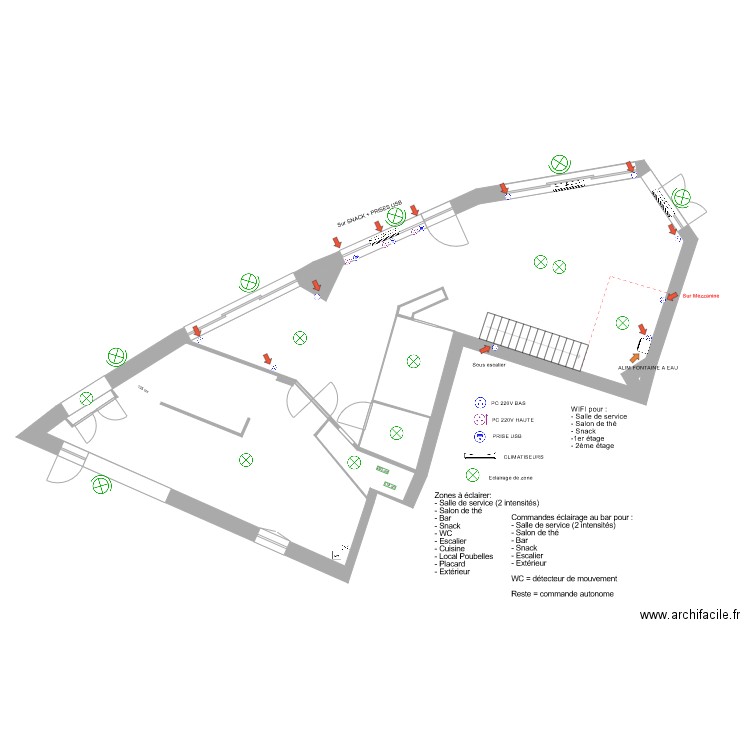 RDC APRES TRAVAUX  ELEC HORS BAR ET CUISINE. Plan de 0 pièce et 0 m2