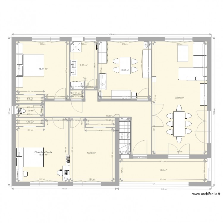 Maison_1er. Plan de 13 pièces et 131 m2