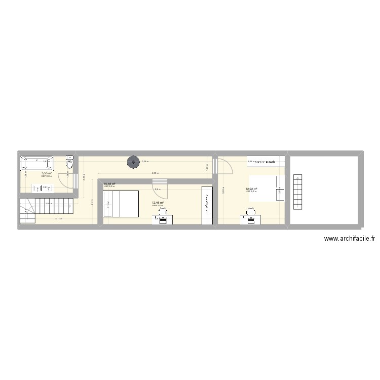 COMBLES1. Plan de 4 pièces et 46 m2