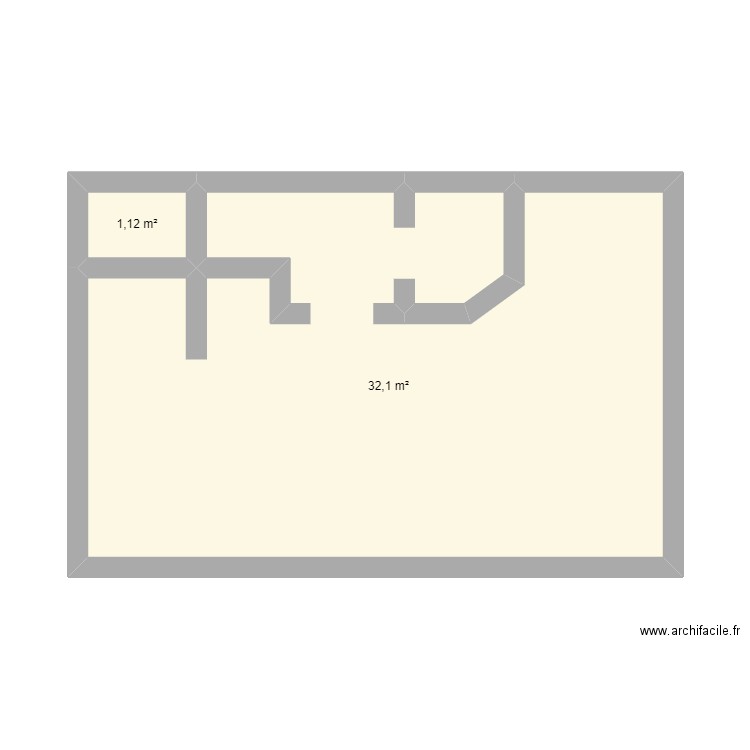 v&c. Plan de 2 pièces et 33 m2