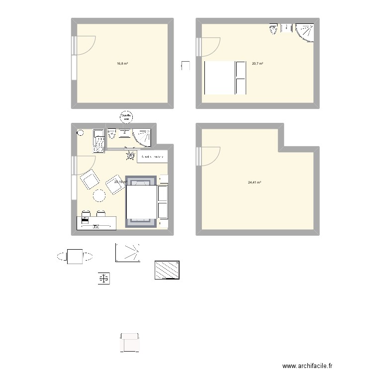 -Bnb2. Plan de 4 pièces et 82 m2