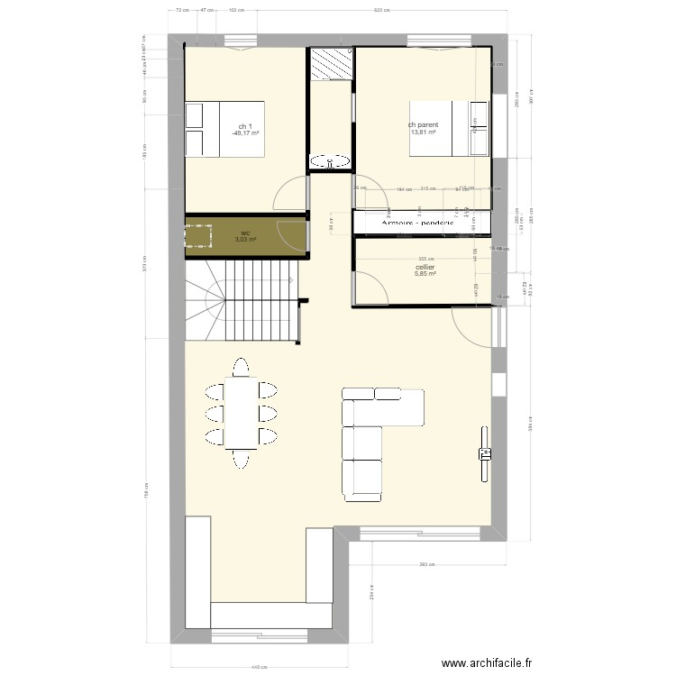 montel. Plan de 4 pièces et 35 m2