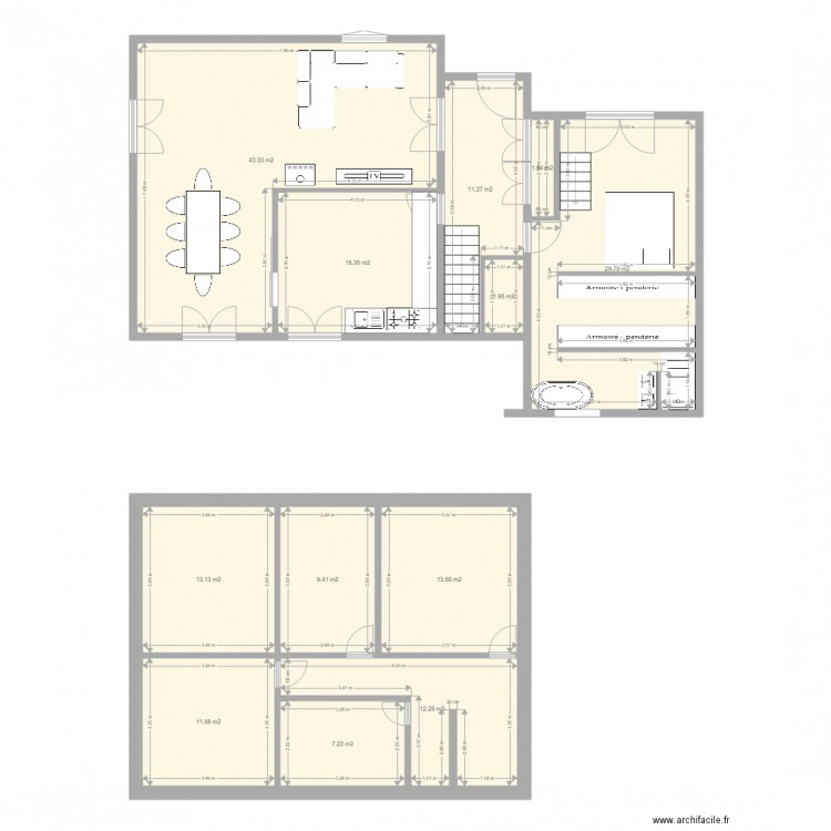 Nouvelle maison. Plan de 12 pièces et 170 m2