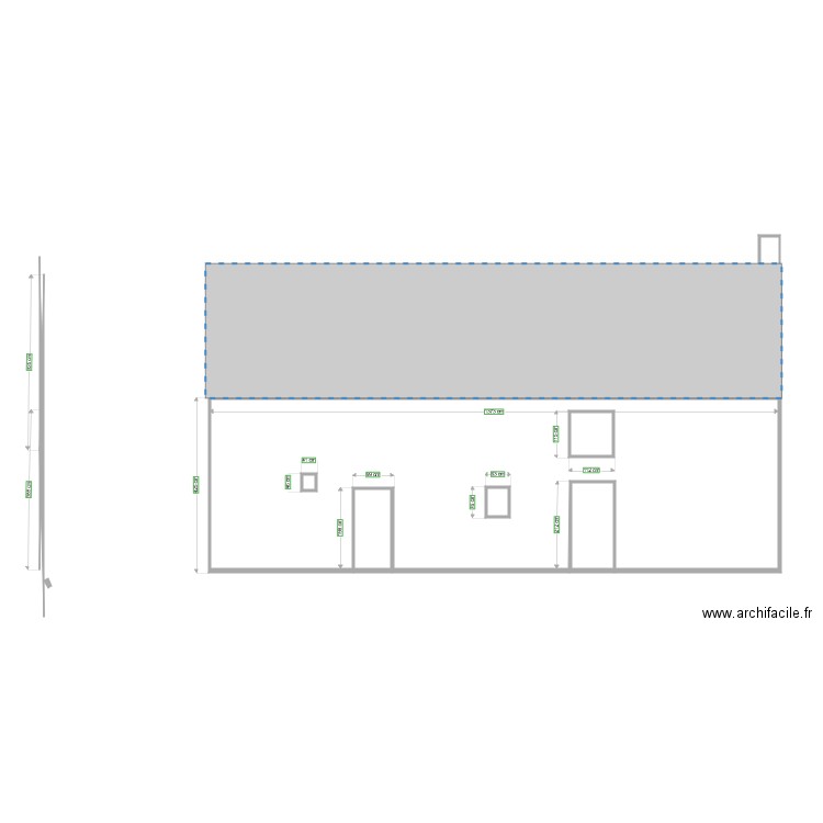 facade bis. Plan de 7 pièces et 58 m2