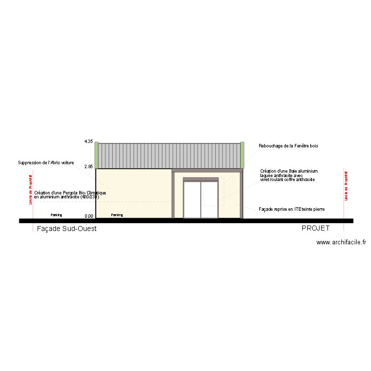 Façade Sud Ouest Projet. Plan de 0 pièce et 0 m2