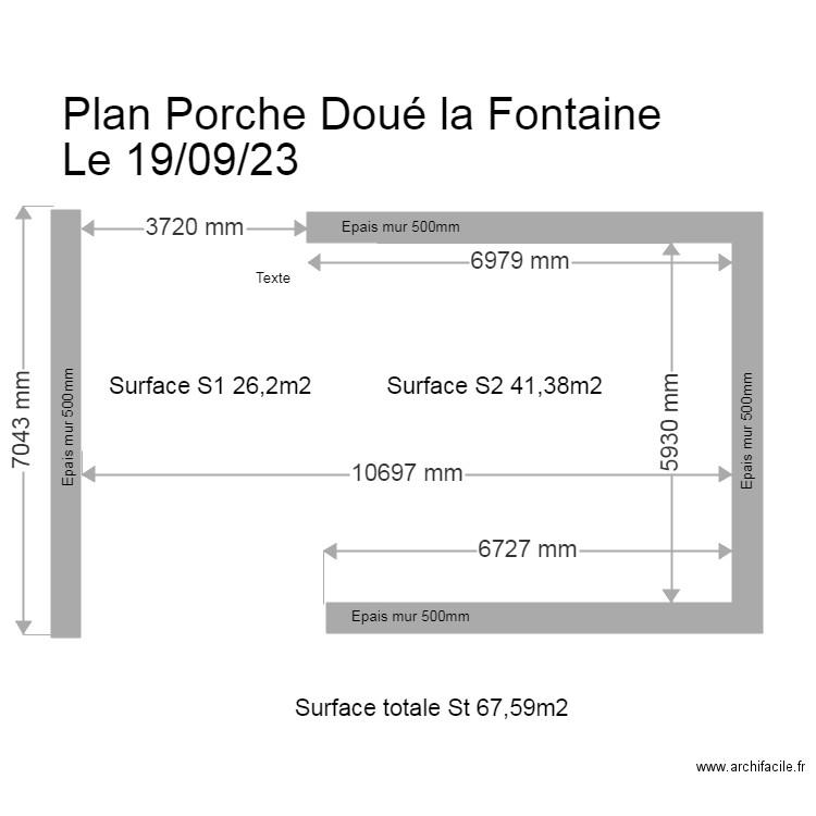 Porche Doué. Plan de 0 pièce et 0 m2