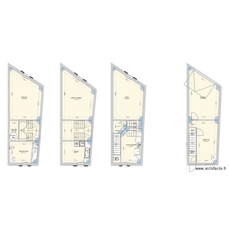 Maison de village Luc. Plan de 17 pièces et 131 m2