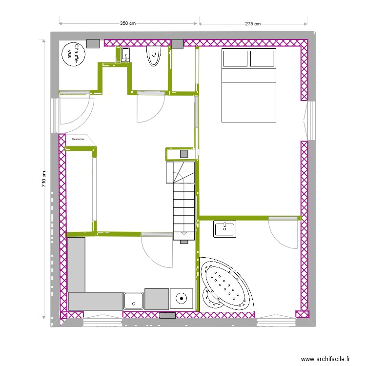Plan RdChaussée Vdef. Plan de 2 pièces et 44 m2