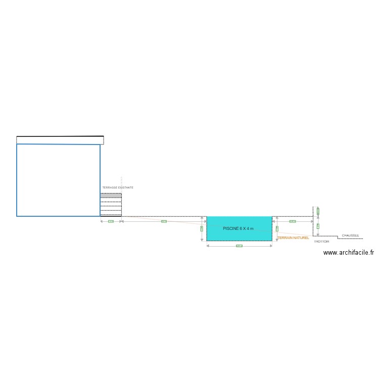 FACADE OUEST EXISTANTE. Plan de 9 pièces et 33 m2