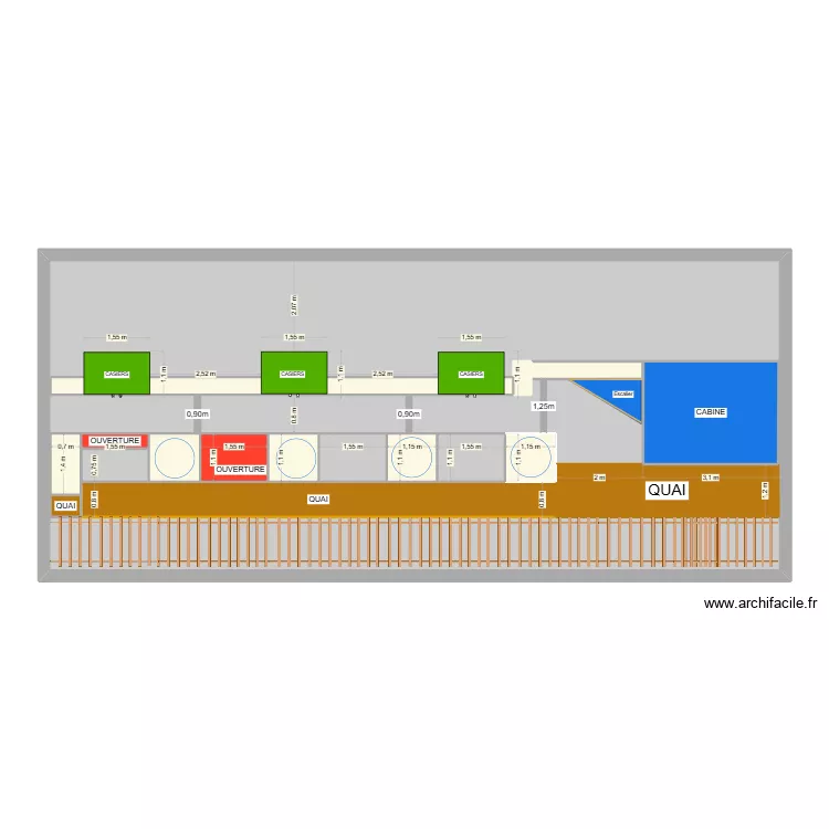 QUAI T2Z plan B. Plan de 23  et 168 m²
