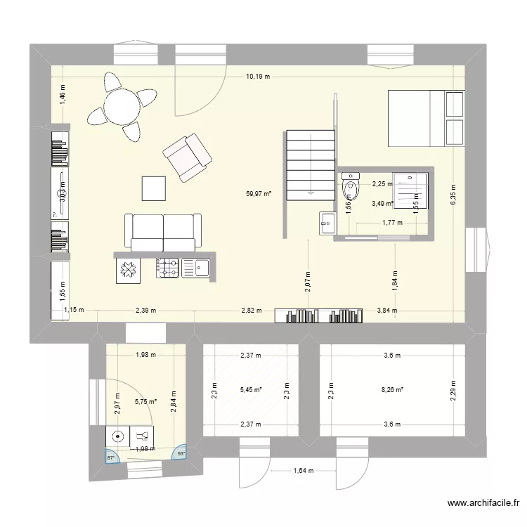Maison de Jean - am&eacute;nagement 3. Plan de 
