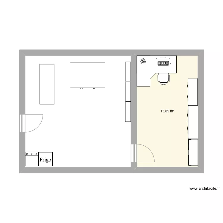 leovector. Plan de 1  et 14 m²
