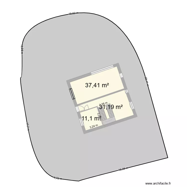 plan 1. Plan de 3  et 80 m²