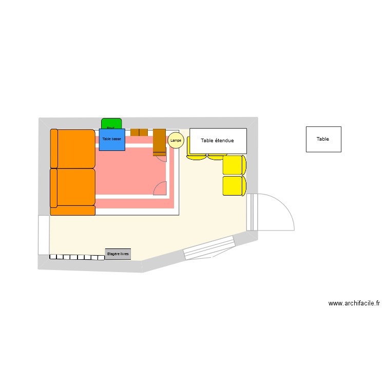 Salon. Plan de 1 pièce et 13 m2
