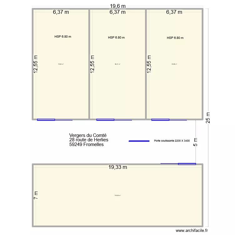 Vergers du Comt&eacute; 28 roure d'Herlies 59249 Fromelles. Plan de 4  et 375 m²