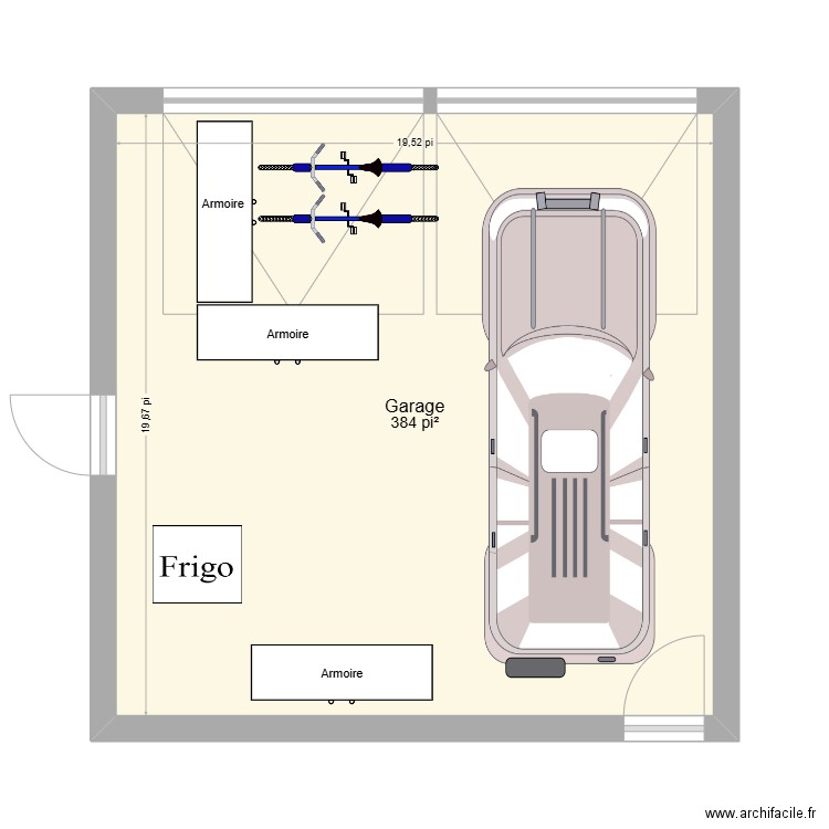 garage. Plan de 1 pièce et 36 m2