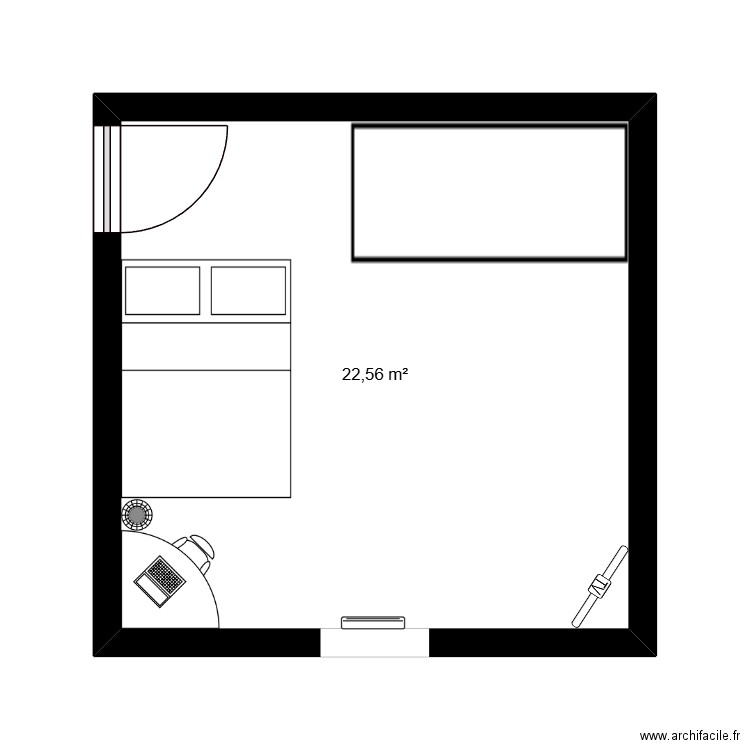 ma chambre. Plan de 1 pièce et 23 m2