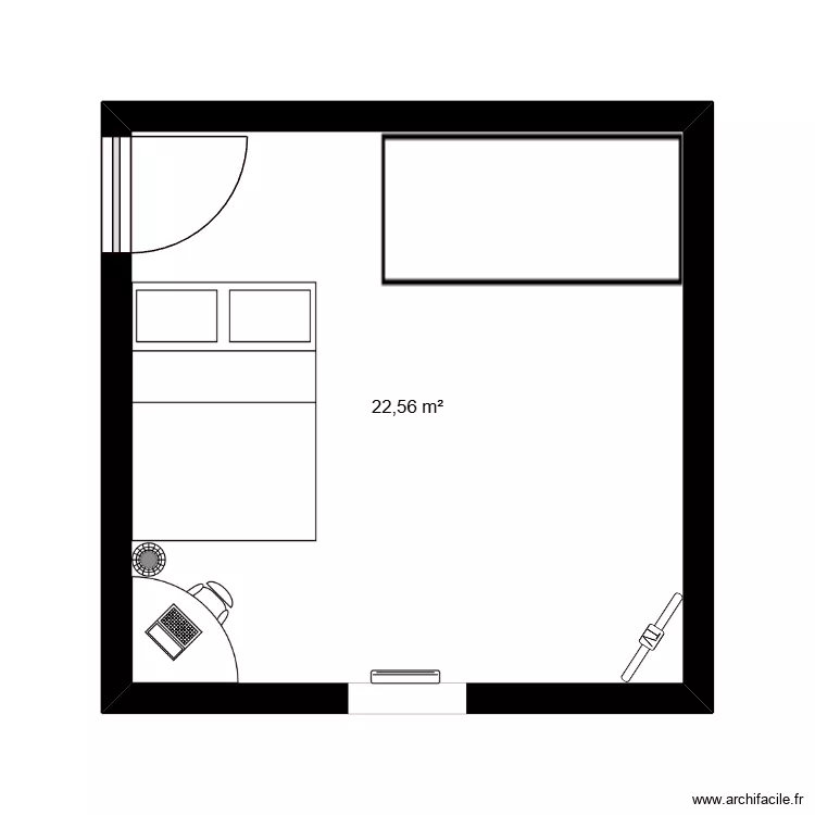 ma chambre. Plan de 1 pièce et 23 m²