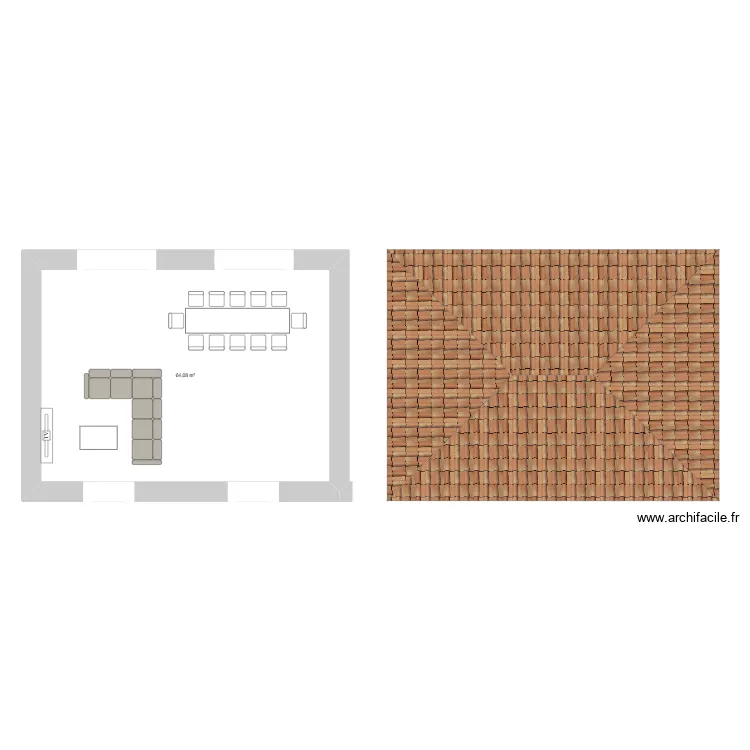 st martin. Plan de 1  et 64 m²
