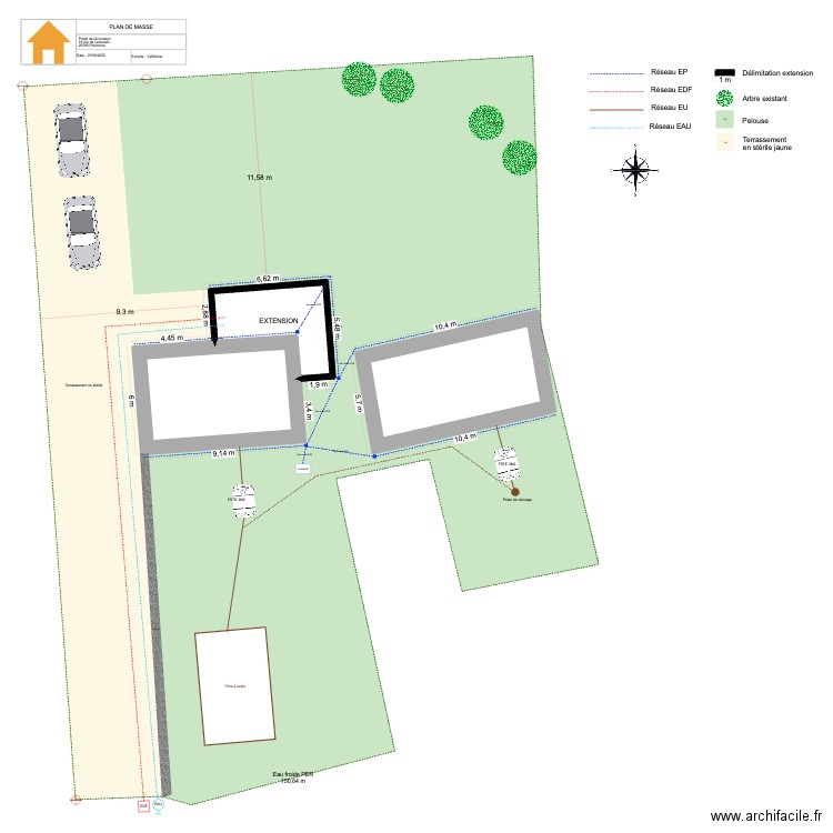 PLOUHINEC - PLAN DE MASSE. Plan de 3 pièces et 94 m2