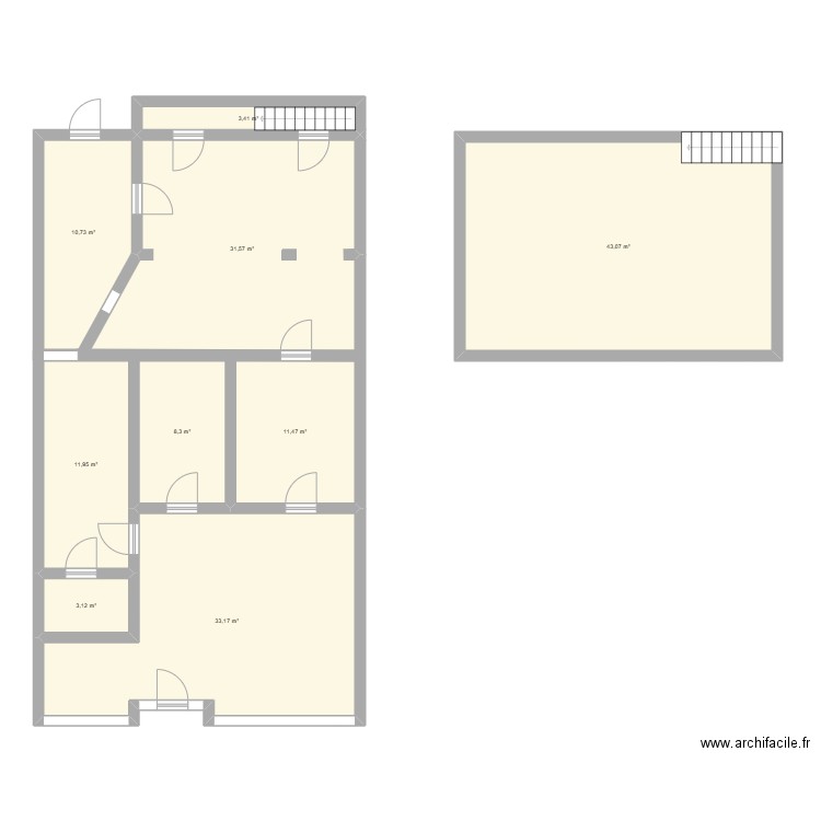 Chavapote 2 acctuel. Plan de 9 pièces et 157 m2