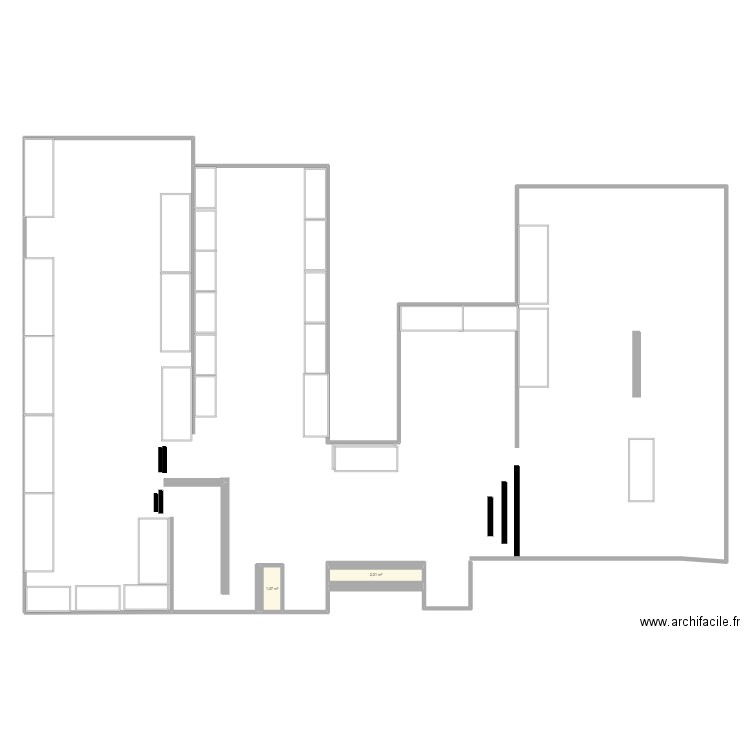 boutique. Plan de 2 pièces et 4 m2