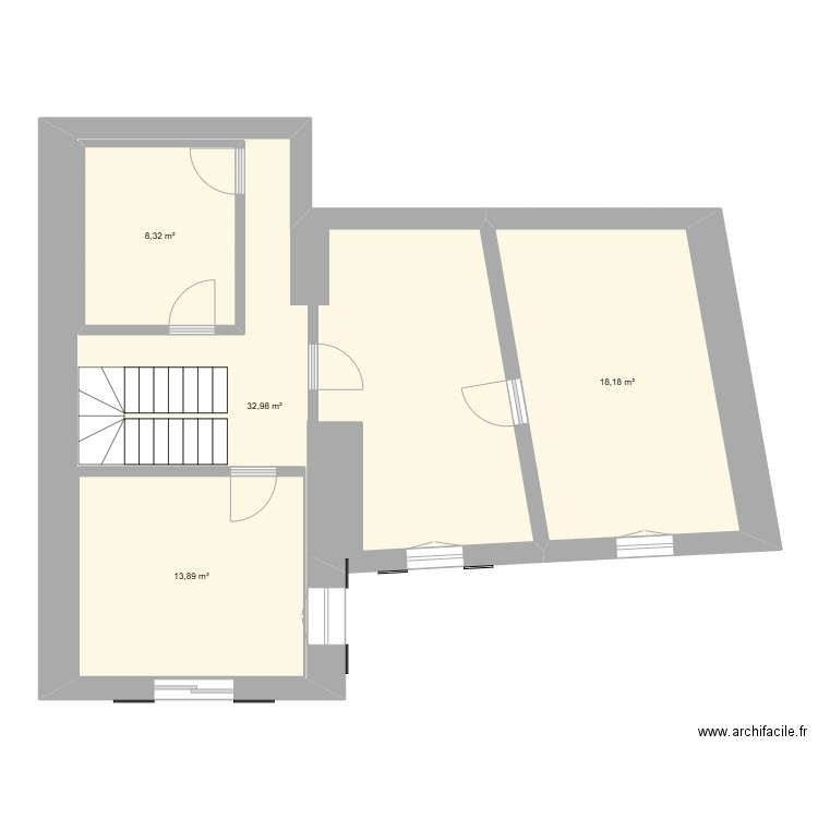 R+1 Gael Gerbeaudo. Plan de 4 pièces et 98 m2