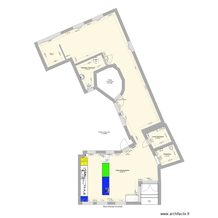 Le Kroque St Nic Départ Cuisine. Plan de 5 pièces et 104 m2