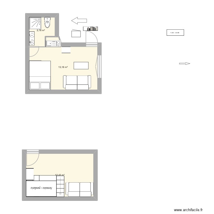 59 AVRON 2. Plan de 3 pièces et 28 m2